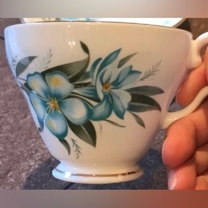 Hamilton Fine Bone China 22KT Blue Floral Cup & Saucer Set